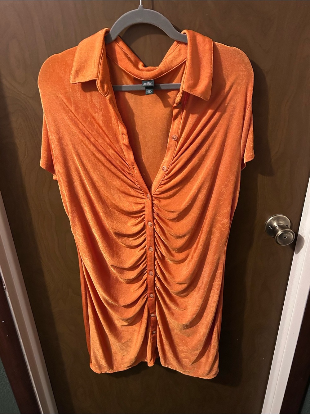Orange Ruched Button-Front Top - Wild Fable - Picture 2 of 2